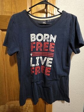 Womens Navy 'Born Free Live Free' Graphic Tee